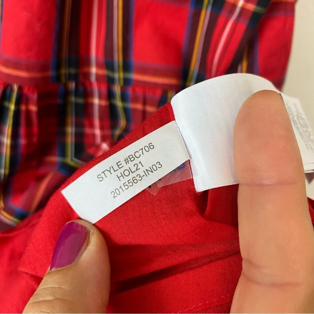 J CREW Classic Red Tartan Plaid Tiered Ruffle Midi Dress size 8 - Picture 11 of 11